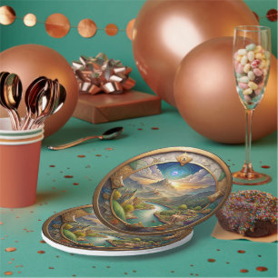 Assiettes En Carton Un monde à distance sur votre table Médaillon Terr