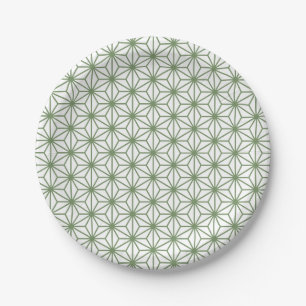Assiettes En Carton Un motif continu de formes géométriques vertes ent
