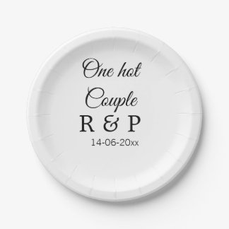 Assiettes En Carton Un nom de couple d'ajout chaud date de texte de la