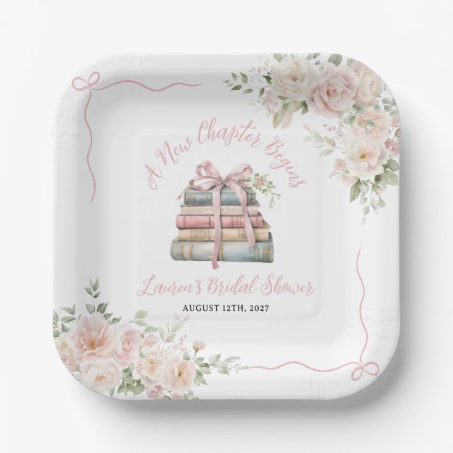 Assiettes En Carton Un nouveau chapitre commence Fête de douche de mar (Recto)