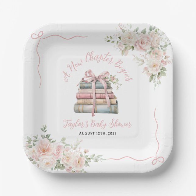 Assiettes En Carton Un nouveau chapitre commence le Baby shower (Recto)