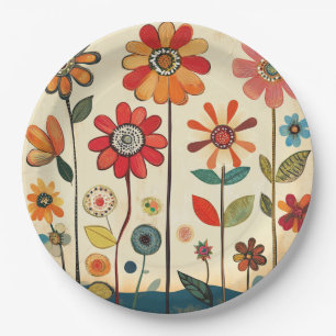 Assiettes En Carton Un parterre chaud de zinnias en terre cuite