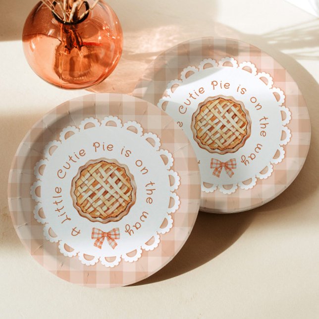 Assiettes En Carton Un petit baby shower à la tarte en vichy Bow (Créateur téléchargé)