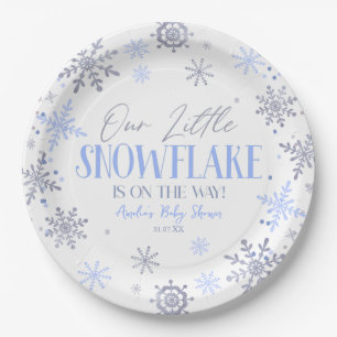 Assiettes En Carton Un petit Baby shower bleu hivernal