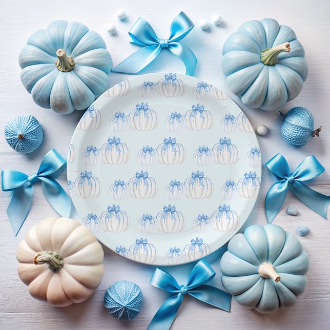 Assiettes En Carton Un petit Baby shower Citrouille Bow Fall Boy (Créateur téléchargé)