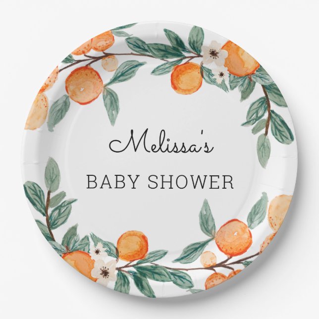 Assiettes En Carton Un petit Baby shower Citrus (Devant)
