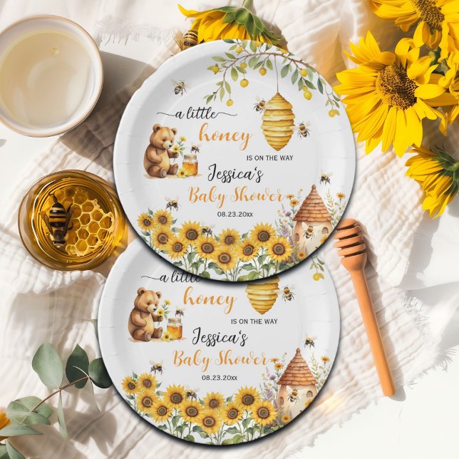 Assiettes En Carton Un petit Baby shower d'abeilles au miel (Créateur téléchargé)