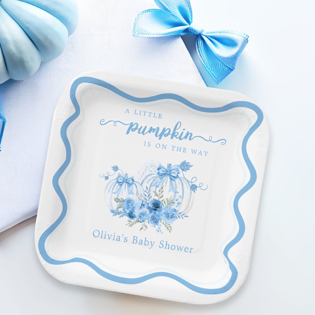 Assiettes En Carton Un Petit Baby shower De Cadre De Vague De Bow Citr (Créateur téléchargé)