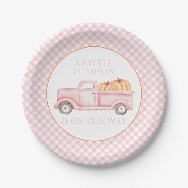 Assiettes En Carton Un petit baby shower de camion rose clair Citrouil (Devant)