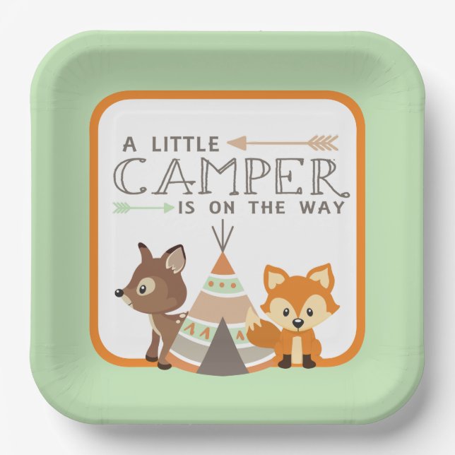 Assiettes En Carton Un petit Baby shower de camper Teepee (Recto)