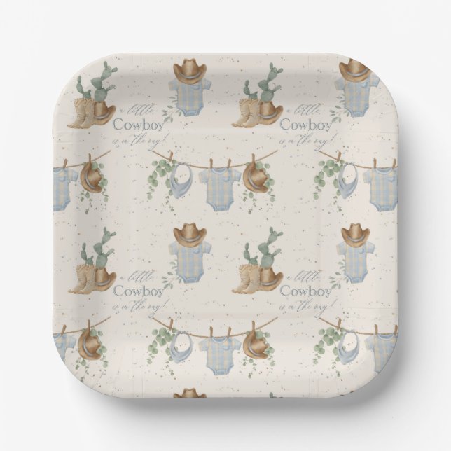 Assiettes En Carton Un petit Baby shower de cowboy (Recto)