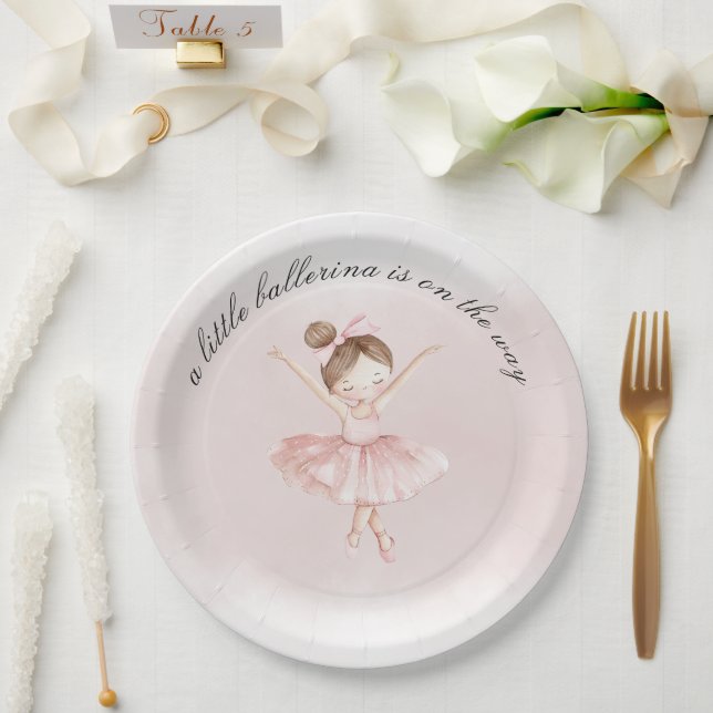 Assiettes En Carton Un petit Baby shower de fille d'aquarelle Ballerin (Mariage)