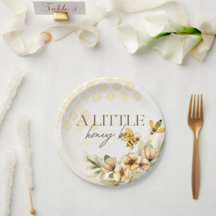 Assiettes En Carton Un petit Baby shower de printemps d'abeilles miel