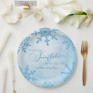 Assiettes En Carton Un petit Baby shower de Wonderland Winter Flocon d