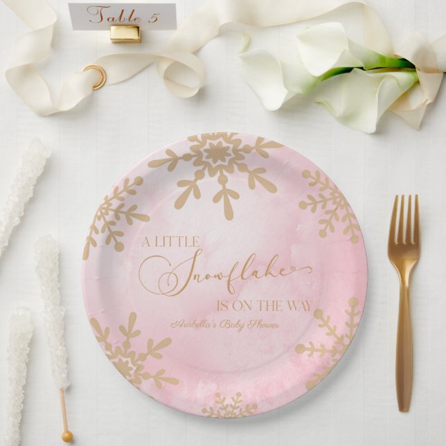 Assiettes En Carton Un petit Baby shower de Wonderland Winter Flocon d (Mariage)