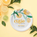 Assiettes En Carton Un petit Baby shower rétro Cutie Citrus Orange<br><div class="desc">Petite plaque de papier Baby shower Cutie Citrus Orange</div>