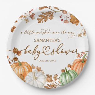 Assiettes En Carton Un petit bébé citrouille automnal Baby Shower Feui