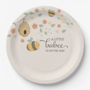 Assiettes En Carton Un petit bébé est en route, baby shower d'abeilles
