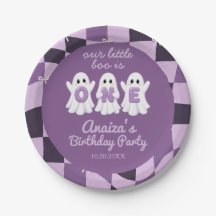 Un petit Boo a un an Anniversaire Violet à carreau