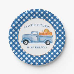 Assiettes En Carton Un petit camion bleu citrouille pour la fête de bé