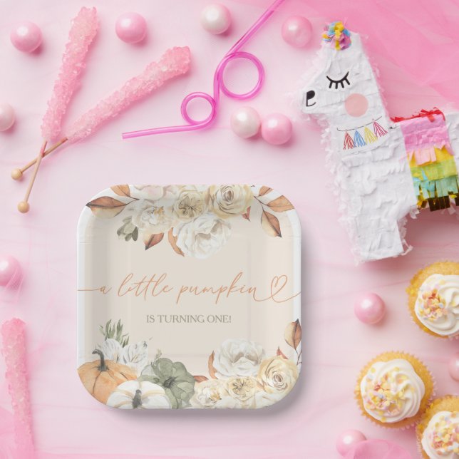 Assiettes En Carton Un Petit Citrouille Anniversaire d'automne (Fête)