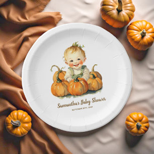 Assiettes En Carton Un Petit Citrouille Baby shower Automne Boy