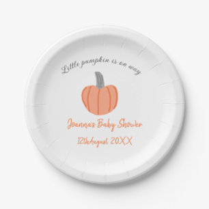 Assiettes En Carton Un petit citrouille est en route baby shower gris