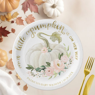 Assiettes En Carton Un petit citrouille est en route Fête prénatale