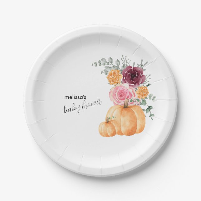 Assiettes En Carton Un petit citrouille est en route pour le dessert b (Devant)