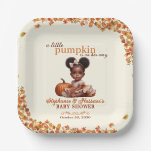 Assiettes En Carton Un petit Citrouille est sur son chemin Afro Puff B