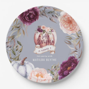 Assiettes En Carton Un petit citrouille floral d'automne 1er anniversa