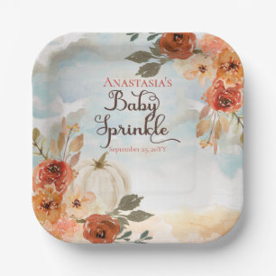 Assiettes En Carton Un Petit Citrouille   Floral Girl Baby Sprinkl