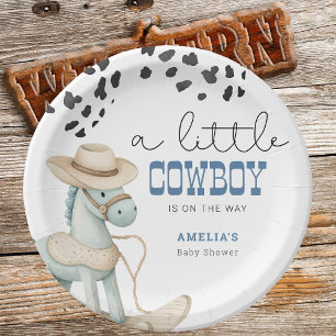 Assiettes En Carton Un Petit Cow-boy Est Sur Le Chemin Du Baby shower 