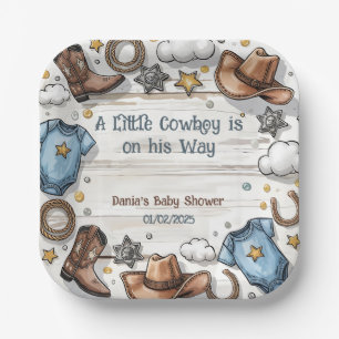 Assiettes En Carton Un petit cowboy est en route Fête prénatale Papie