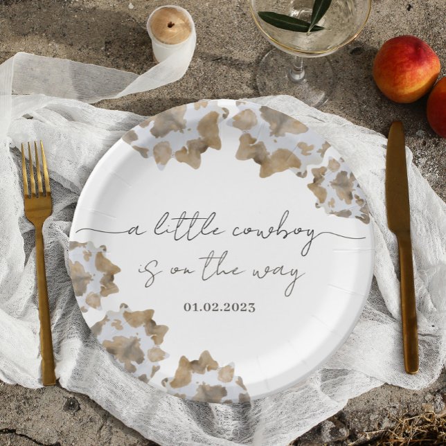 Assiettes En Carton Un petit cowboy est sur le chemin (cowboy themed paper plate)