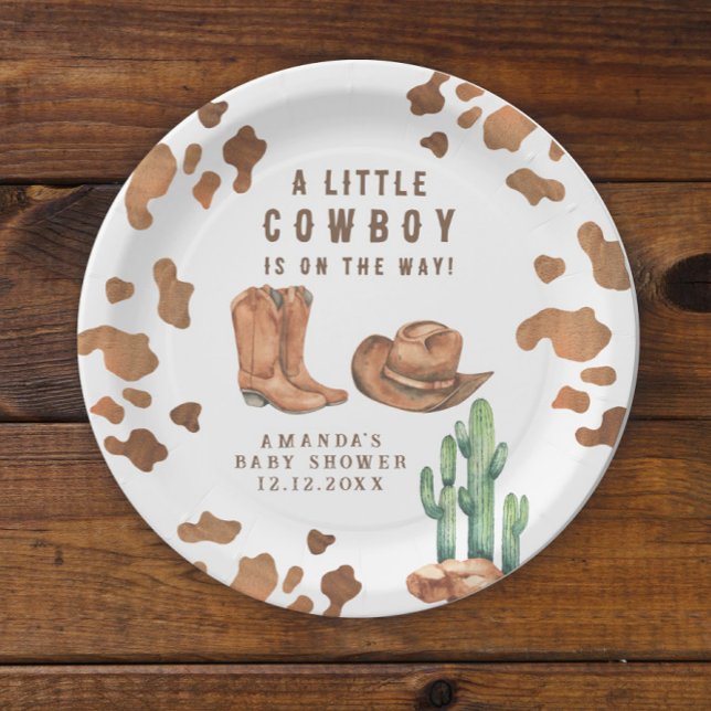 Assiettes En Carton Un petit cowboy est sur le chemin du Baby shower (Créateur téléchargé)