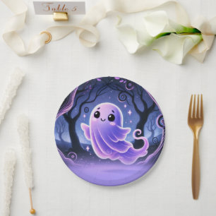 Assiettes En Carton Un Petit Fantôme De Bois Purple Halloween fête d'a