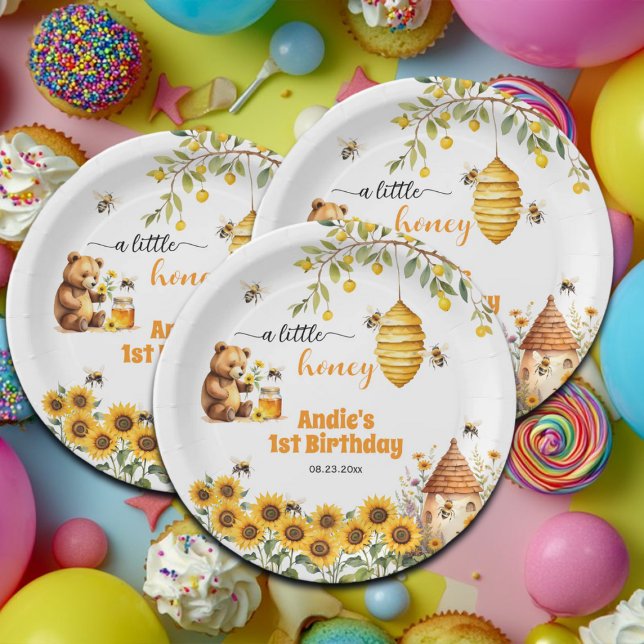 Assiettes En Carton Un Petit Miel Chaque Année Anniversaire (Créateur téléchargé)