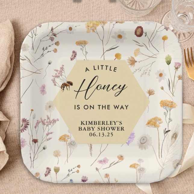 Assiettes En Carton Un petit miel Genre Neutre Baby shower d'abeilles  (Créateur téléchargé)