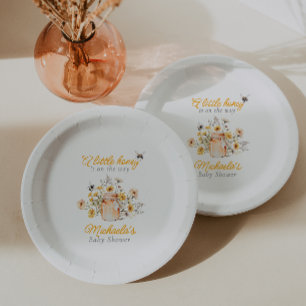 Assiettes En Carton Un Petit Miel Sur Le Chemin Baby shower Aquarelle