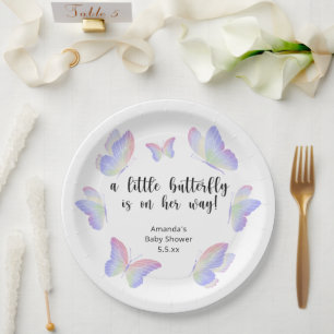 Assiettes En Carton Un petit papillon est en chemin Baby shower