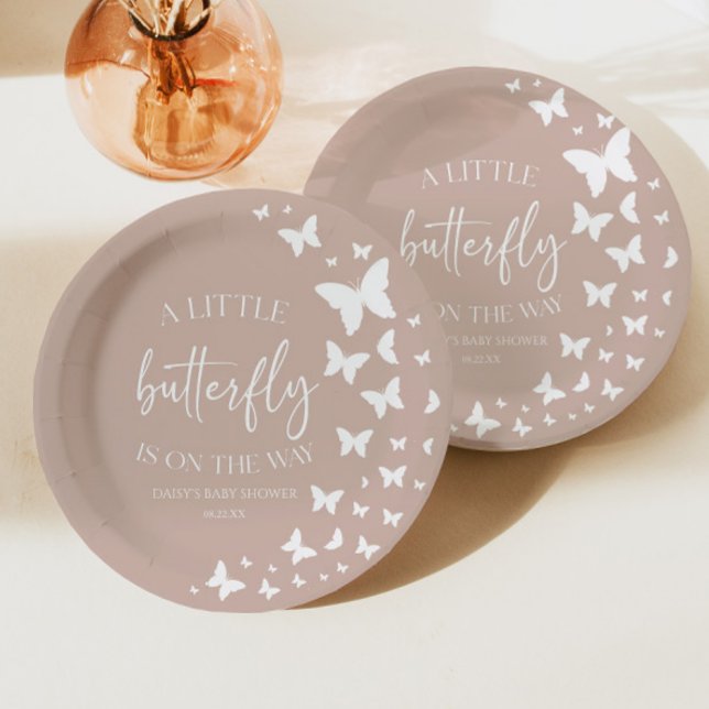 Assiettes En Carton Un Petit Papillon Se Trouve Sur Le Chemin Du Baby  (Créateur téléchargé)