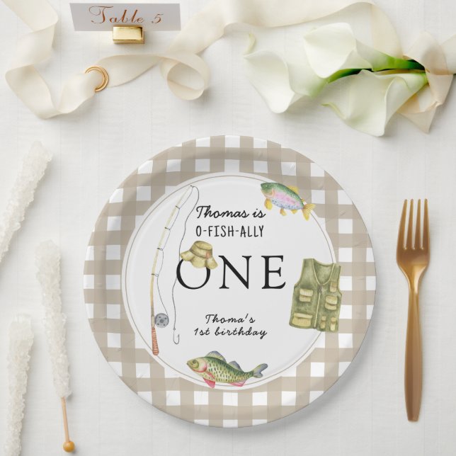Assiettes En Carton Un petit pêcheur fête d'anniversaire (Mariage)