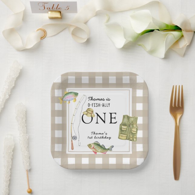 Assiettes En Carton Un petit pêcheur fête d'anniversaire (Mariage)