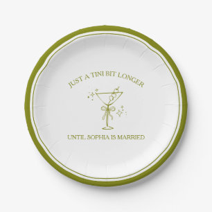 Assiettes En Carton "Un peu plus longtemps" Olive Verte de la Bachelor