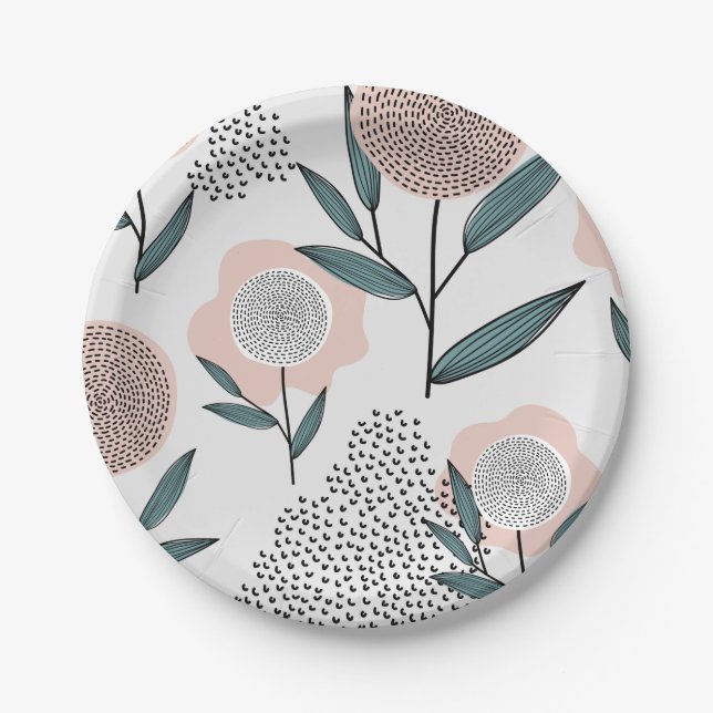 Assiettes En Carton Un rose (Devant)