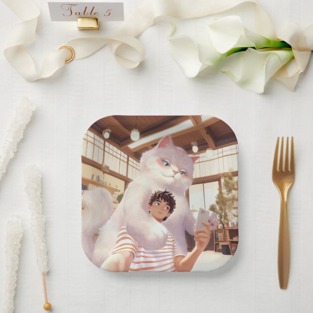 Assiettes En Carton Un selfie avec le géant du fluffy (Mariage)