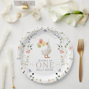 Assiettes En Carton Un Silly Goose Fleur sauvage Floral 1er Anniversai