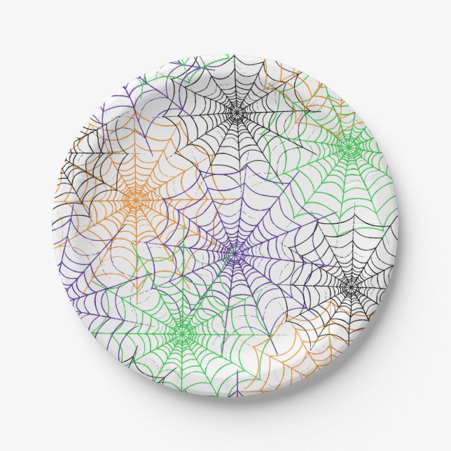 Assiettes En Carton Un simple Motif Web d'Halloween Spider (Devant)