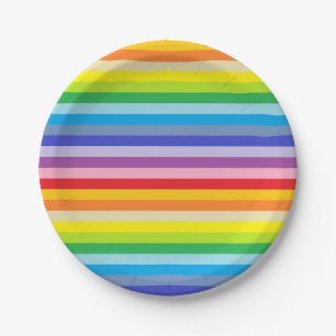 Assiettes En Carton Un spectre plus large de rayures arc-en-ciel